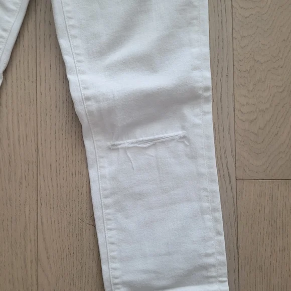 Frame Denim Women's Le Skinny De Jeanne Jeans White RARE Single Knee Rip Sz 28 - Picture 2 of 8